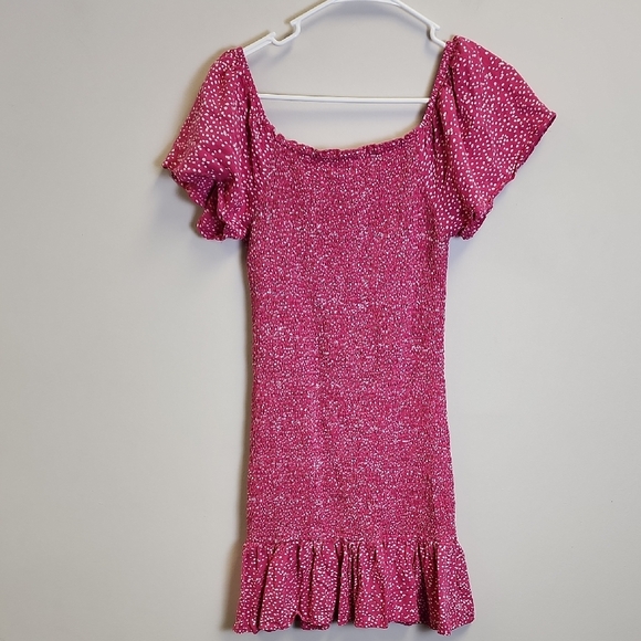 Japna Pink Casual Dress with White Dots - Picture 3 of 5